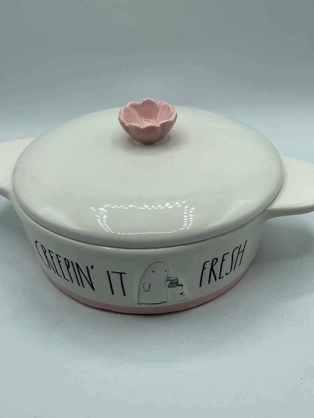 Vintage Rae Dunn Watering Ghost Creepin' It Fresh Lidded Bake Dish